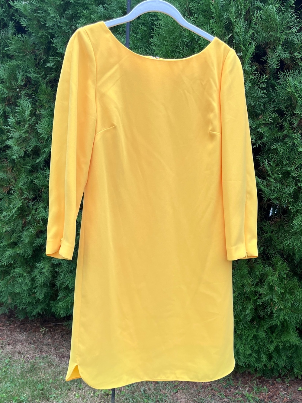 Banana Republic Yellow Long-Sleeve Boatneck Dress